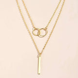 Retro Gold Double Circle Pendant Halskette