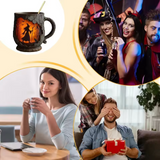 Mug 3D Halloween Fait Main – Design Sorcière & Chat