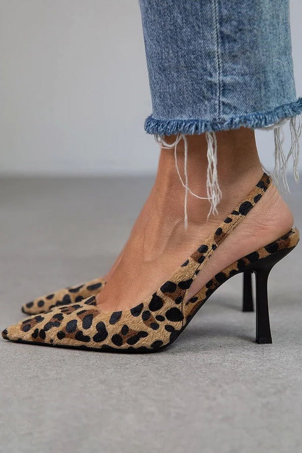Ambra - Sapatos de salto alto com estampado de leopardo e tira nas costas