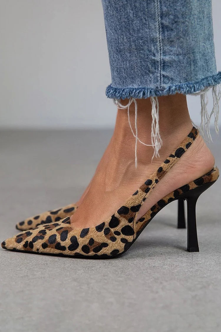 Ambra - Sapatos de salto alto com estampado de leopardo e tira nas costas