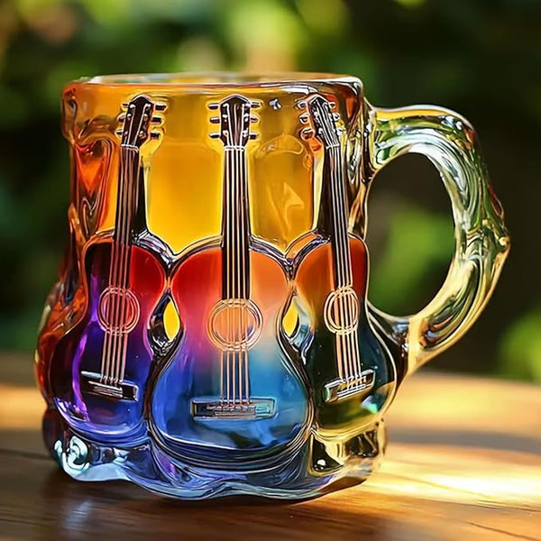 Tasse artisanale 3D à motifs de guitare