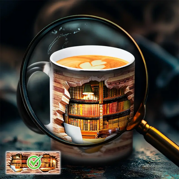Mug Céramique Thermoréactif “Bibliothèque Enchantée” – Évasion Littéraire et Magique