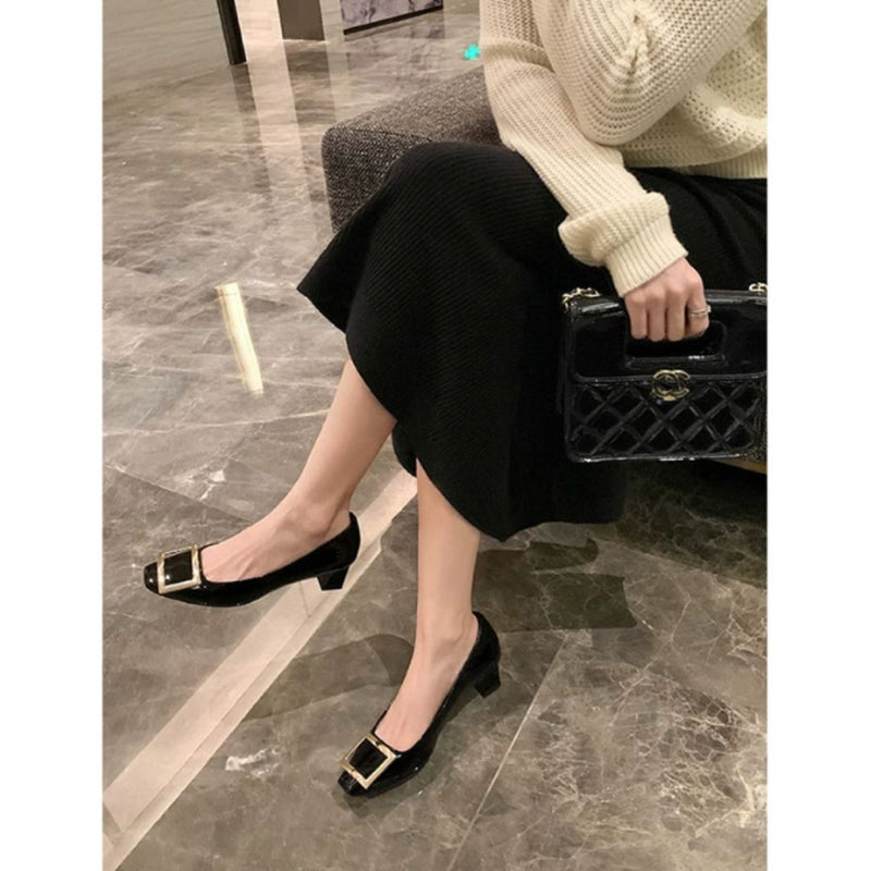 Narella - Sandálias elegantes de salto médio com biqueira quadrada