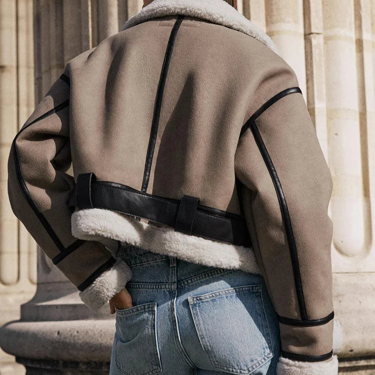 Lune | Veste en cuir kaki polyvalente