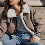 Lune | Veste en cuir kaki polyvalente