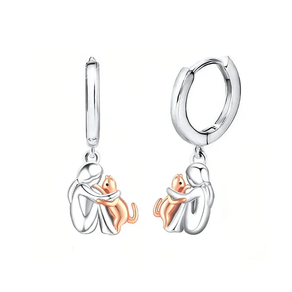 Nougat – Boucles d’oreilles avec icône de chat (fermeture ronde)