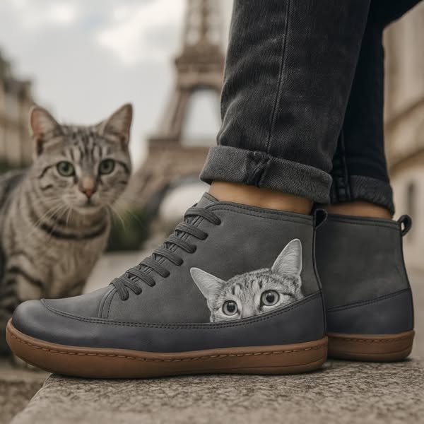 Bottines en cuir pour amoureuses des chats